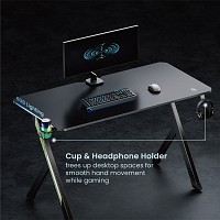 POWERTECH gaming γραφείο PT-1498 με RGB φωτισμό, 120x60x75cm, μαύρο PT-1498