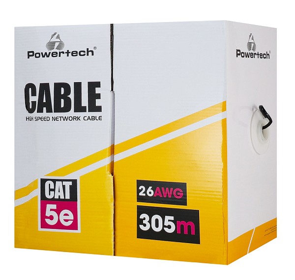 POWERTECH καλώδιο δικτύου CAB-N290, Cat 5e U/UTP, CCA 26AWG, 305m, μαύρο CAB-N290