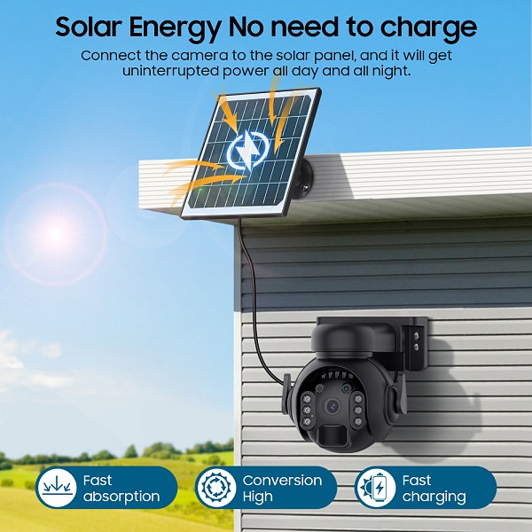 SECTEC smart ηλιακή κάμερα ST-515C-3M-5W-BK, 3MP, WiFi, SD, PTZ, IP65 ST-515C-3M-5W-BK