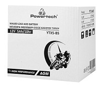 POWERTECH μπαταρία μολύβδου μοτοσυκλέτας PT-1441, 12V 5Ah, AGM, YTX5-BS PT-1441