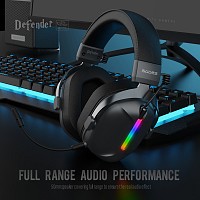 SADES gaming headset Defender, ασύρματα & ενσύρματα, 50mm, 1050mAh, RGB, multi-platform, μαύρο SA-206-BK