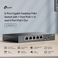 TP-LINK desktop switch TL-SG1005P-PD, 5x Gigabit θύρες, PoE+, UN/1.0 TL-SG1005P-PD