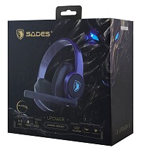 SADES gaming headset UPOWER, 3.5mm σύνδεση, 40mm, μωβ SA-703-PR