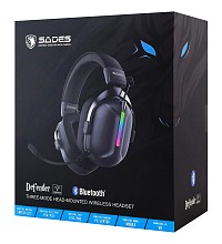 SADES gaming headset Defender, ασύρματα & ενσύρματα, 50mm, 1050mAh, RGB, multi-platform, μαύρο SA-206-BK