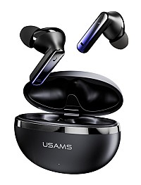 USAMS earphones με θήκη φόρτισης E02, TWS, ANC & ENC, Φ10mm, 35/300mAh, μαύρα BHE0201