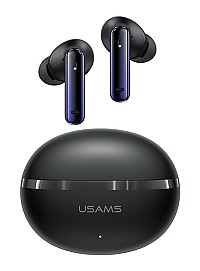 USAMS earphones με θήκη φόρτισης E02, TWS, ANC & ENC, Φ10mm, 35/300mAh, μαύρα BHE0201