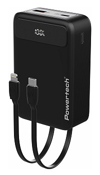 POWERTECH power bank PT-1504 με καλώδια & οθόνη, 20000mah, 22.5W, μαύρο PT-1504