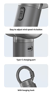 USAMS φορητός ανεμιστήρας LU01 με 5 ταχύτητες, 2000mAh, μαύρος LU01FS01
