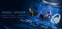 SADES gaming headset UPOWER, 3.5mm σύνδεση, 40mm, μαύρο/χρυσό SA-703-BK
