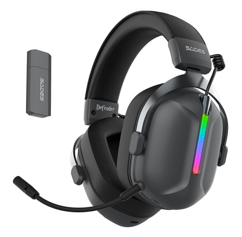 SADES gaming headset Defender, ασύρματα & ενσύρματα, 50mm, 1050mAh, RGB, multi-platform, μαύρο SA-206-BK