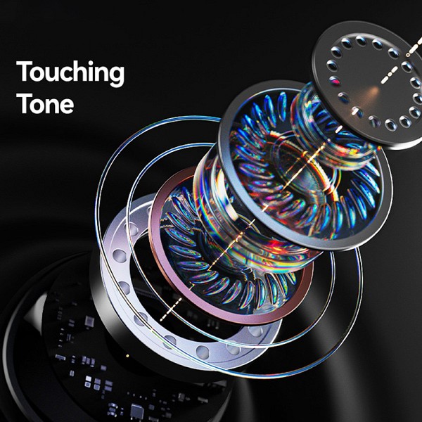 USAMS earphones με θήκη φόρτισης E02, TWS, ANC & ENC, Φ10mm, 35/300mAh, μαύρα BHE0201