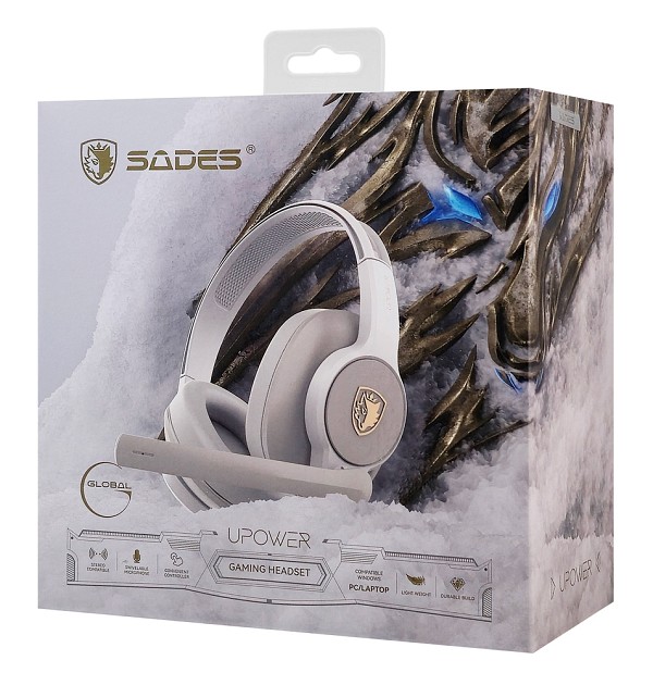 SADES gaming headset UPOWER, 3.5mm σύνδεση, 40mm, γκρι SA-703-GR