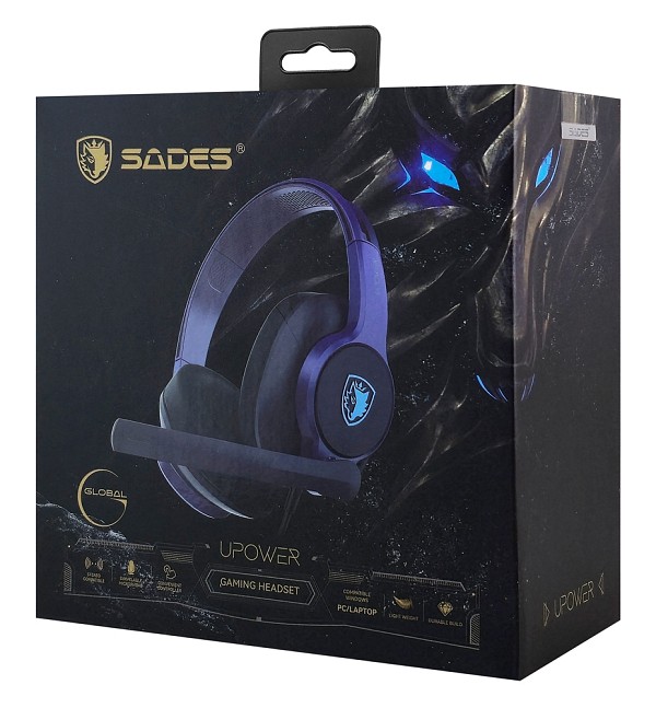SADES gaming headset UPOWER, 3.5mm σύνδεση, 40mm, μωβ SA-703-PR