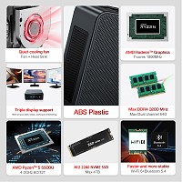 BEELINK mini PC SER5, AMD 5500U, 16GB, 500GB M.2, Windows 11 Pro SER5-5500U-16500