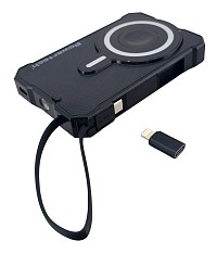 POWERTECH ηλιακό power bank PT-1505 με καλώδιο & φακό, 10000mah, magnetic wireless, 35W, μαύρο PT-1505