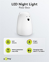 GOOBAY LED φωτιστικό νυκτός πολική αρκούδα 61647, RGB, επαναφορτιζόμενο, λευκό 61647