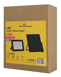 POWERTECH LED ηλιακός προβολέας PT-1461 με τηλεχειριστήριο, 30W, 4000K, 400lm, IP66 PT-1461