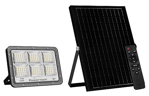POWERTECH LED ηλιακός προβολέας PT-1458 με τηλεχειριστήριο, αισθητήρας κίνησης, 180W, 4000K, 2000lm, IP66 PT-1458