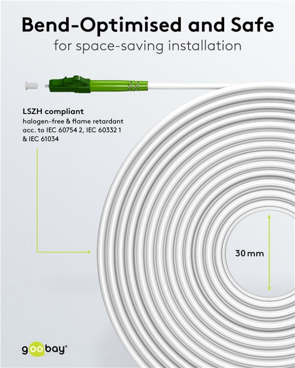 GOOBAY καλώδιο οπτικής ίνας LC-APC 59589, Singlemode OS2, 15m, λευκό 59589