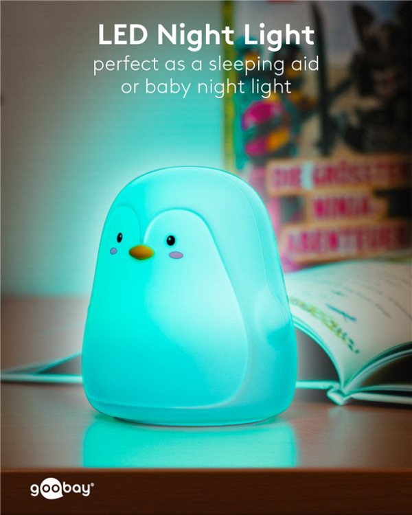 GOOBAY LED φωτιστικό νυκτός πιγκουίνος 61648, RGB, επαναφορτιζόμενο, λευκό 61648