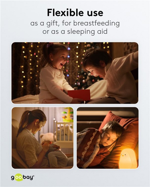 GOOBAY LED φωτιστικό νυκτός πιγκουίνος 61648, RGB, επαναφορτιζόμενο, λευκό 61648