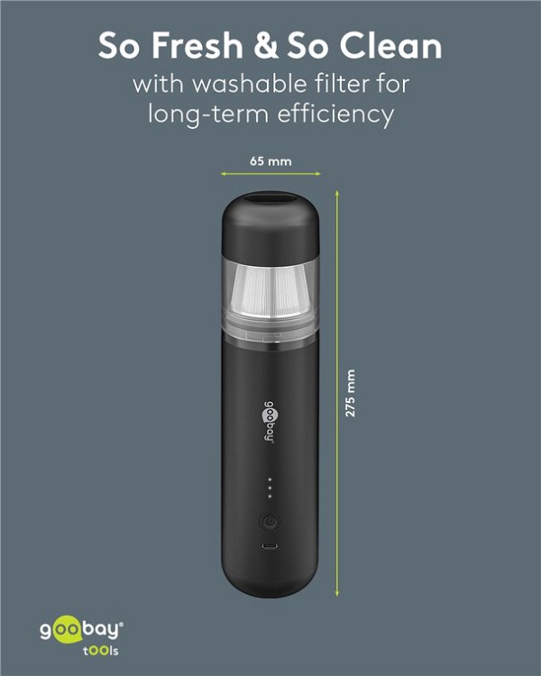 GOOBAY 2 σε 1 σκουπάκι χειρός & air duster 77829, 120W, 6000mAh, μαύρο 77829