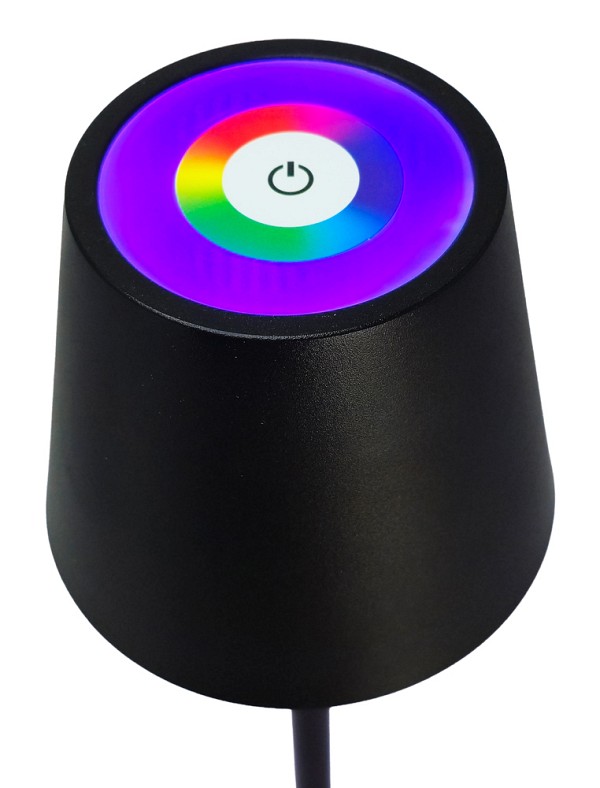 POWERTECH LED επιτραπέζιο φωτιστικό HLL-0195, RGB, ρυθμιζόμενο, επαναφορτιζόμενο, μαύρο HLL-0195