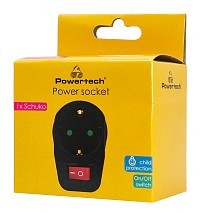 POWERTECH αντάπτορας ρεύματος PT-810, 1x schuko, 16A, μαύρος PT-810