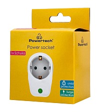 POWERTECH αντάπτορας ρεύματος PT-996, 1 θέση schuko, 16A, 3680W, λευκός PT-996