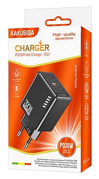 KAKUSIGA φορτιστής τοίχου KSC-1241, USB-C, 30W, μαύρος KSC-1241-BK