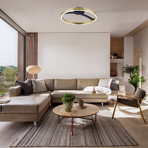 POWERTECH LED φωτιστικό οροφής HLL-0199, 29W, 4000K, Φ38x10cm, χρυσό/μαύρο HLL-0199