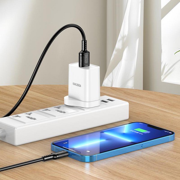 KAKUSIGA καλώδιο Lightning σε USB KSC-984, σιλικόνης, 3Α, 480Mbps, 1m, λευκό KSC-984-L-WH