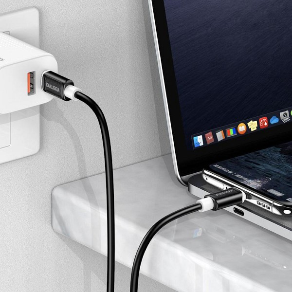 KAKUSIGA καλώδιο USB-C σε USB-C KSC-998, σιλικόνης, 100W, 480Mbps, 1m, μαύρο KSC-998-CC-BK
