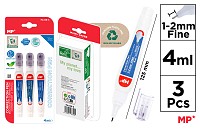 MP σετ διορθωτικό στυλό PA138-3C, 1-2mm, 4ml, 3τμχ PA138-3C