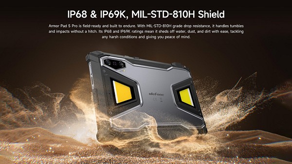 ULEFONE tablet Armor Pad 5 Pro, 11, 12GB/512GB, 24200mAh, IP68/IP69K/MIL-STD-810H, 5G, μαύρο ARMORPAD5PRO