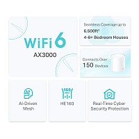 TP-LINK Home Mesh WiFi 6 System Deco X50, 3000Mbps AX3000, V1.0, 3τμχ DECO-X50-3PACK