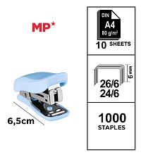 MP mini συρραπτικό PA636P με ανταλλακτικά, 24/6 - 26/6, 10 φύλλα, μπλε PA636P-BL