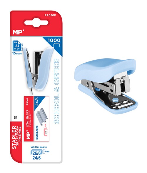 MP mini συρραπτικό PA636P με ανταλλακτικά, 24/6 - 26/6, 10 φύλλα, μπλε PA636P-BL