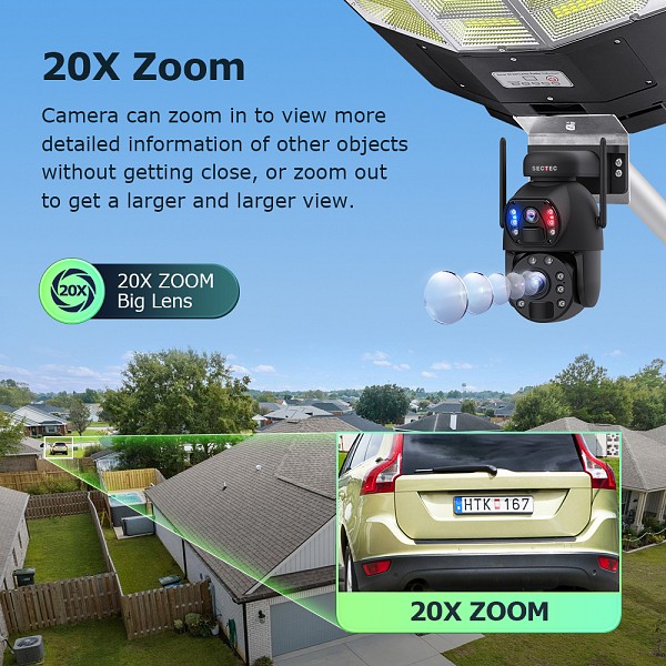 SECTEC smart ηλιακή κάμερα ST-LC598-EU με προβολέα, dual lens, 3MP, 4G, SD, PTZ, IP66 ST-LC598-EU