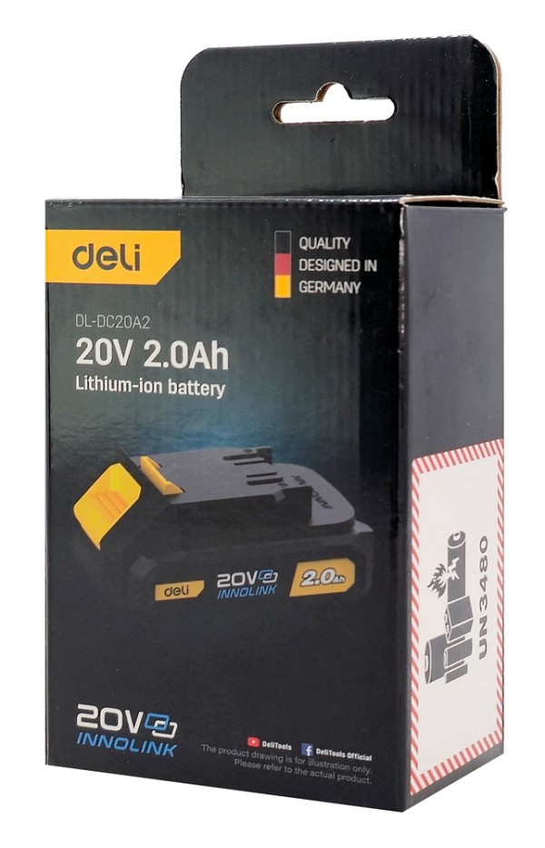 DELI μπαταρία λιθίου για εργαλεία μπαταρίας DL-DC20A2, 20V 2Ah DL-DC20A2