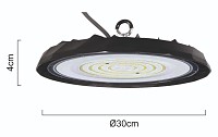 POWERTECH LED φωτιστικό καμπάνα PT-1557, 100W, 6500K, Φ30x4cm, IP65, μαύρο PT-1557