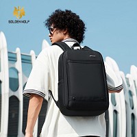 GOLDEN WOLF τσάντα πλάτης GB00705 με θήκη laptop 15.6, 17L, μαύρη GB00705-BK