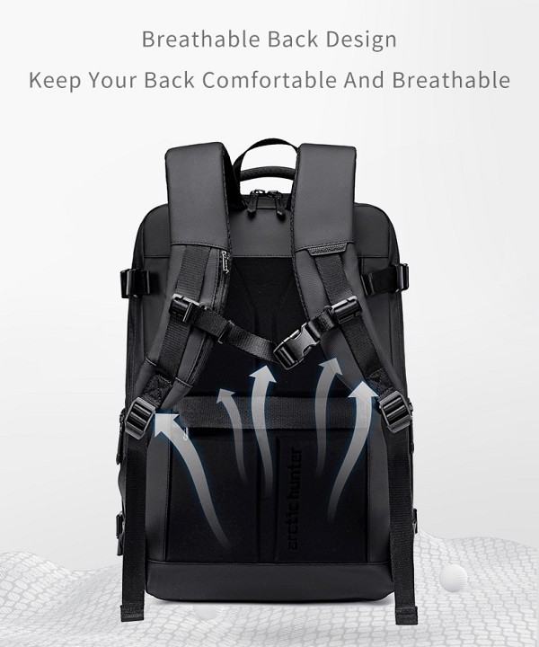 ARCTIC HUNTER τσάντα πλάτης B00866 με θήκη laptop 15.6, αεροστεγής θήκη, 35.5L/49.5L, μαύρη B00866-BK