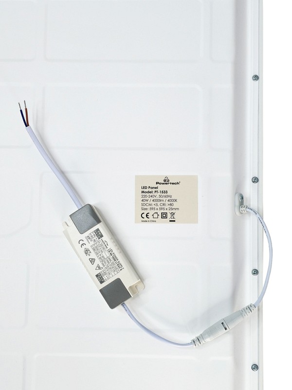 POWERTECH LED panel ψευδοροφής PT-1533, 40W, 59.5x59.5cm, τετράγωνο, 4000K, 4000lm, λευκό PT-1533