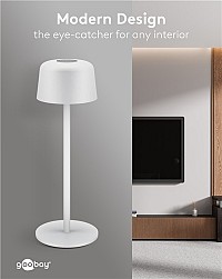GOOBAY επιτραπέζιο φωτιστικό 77676, 3000K, dimmable, επαναφορτιζόμενο, λευκό 77676