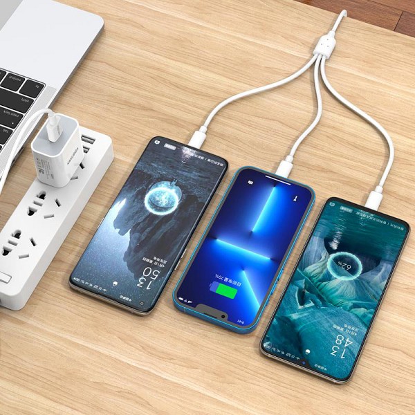 KAKUSIGA καλώδιο USB σε USB-C/Lightning/Micro USB KSC-1021, 5A, 1.2m, λευκό KSC-1021