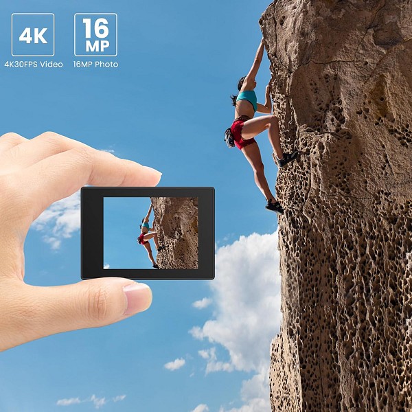 SJCAM action camera SJ4000 Dual Screen, 2x οθόνες, 16MP/4K, WiFi, αδιάβροχη θήκη, μαύρη SJ4000-DUAL-SCREEN