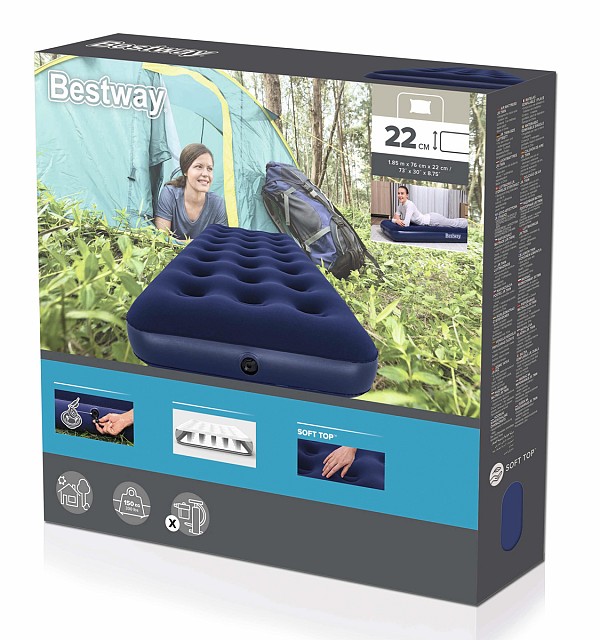 BESTWAY φουσκωτό στρώμα 67000, μονό, 185x76x22cm, μπλε 67000BW