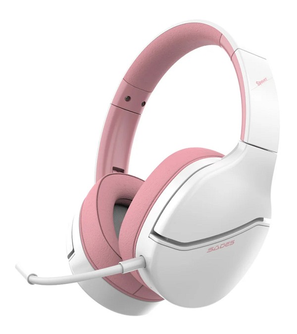 SADES gaming headset Spower, 3.5mm σύνδεση, 40mm, multi-platform, ροζ/λευκό SA-725-PK