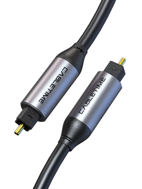 CABLETIME καλώδιο ήχου Toslink CT-AV380-P04GN, gold plated, 5mm, 2m, μαύρο 5210131155936